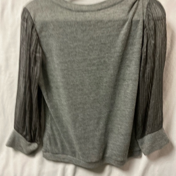 BKE Gray Ruffle Button-Front Knit Top - Picture 3 of 4